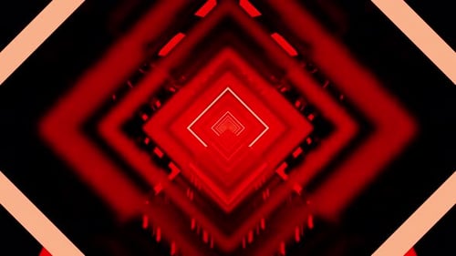 Neon Red Tunnel Road Vj Loop With Lights Background