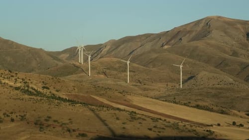 Wind Turbines on Mountain Generating Clean Energy