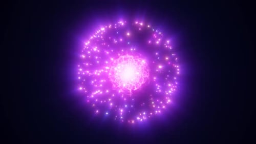 Abstract Glowing Energy Orb with Swirling Purple Particles