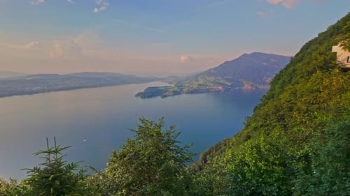 Sunset Over Lake Lucerne From Burgenstock Mountain Switzerland
