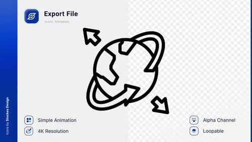 Animated Line Icon of Global Data Export Import