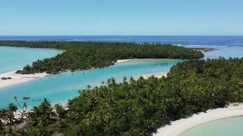 Aerial view of stunning tropical islands with palm trees and white sand beaches