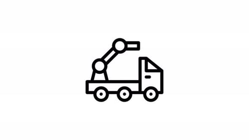 Concrete Pump Truck – Line Animated Icon – Alpha Channel – 4K