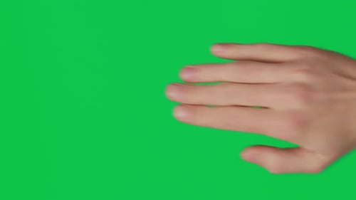 Male Hand Touching Clicking Tapping Sliding and Swiping on Chroma Key Green Screen Background