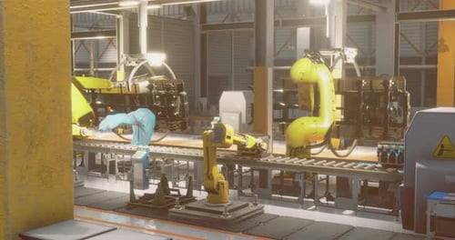 Robotic Arms Working Collaboratively in an Advanced Manufacturing Facility