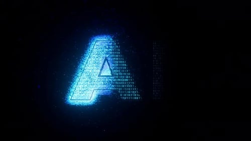 Futuristic AI Text Reveal with Glowing Digital Particles