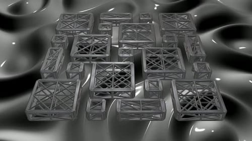Rotating Geometric Wireframe Abstract Cubes Background Loop