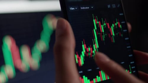 Close-up of the process of analyzing cryptocurrency, research and data analysis of the table