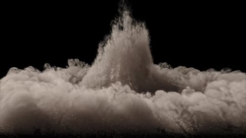Falling sand creating dust wave, transparent background