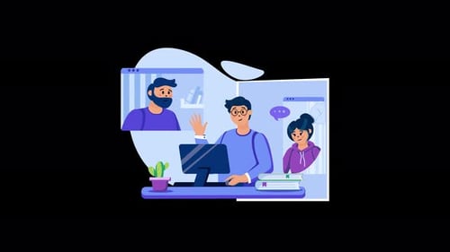 Modern Animated Illustration of People on a Video Call