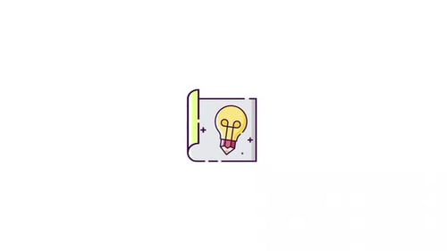Animated Idea Concept Icon with Lightbulb and Pencil