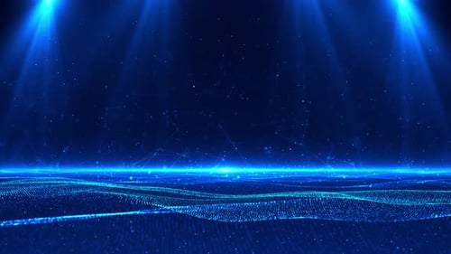 Big data streams Deep cyber stage waves futuristic digital background Particles glitter awards