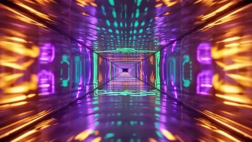 Colorful Neon Tunnel Flythrough VJ Loop Animation