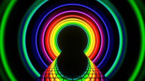 Rainbow Futuristic Cylindrical Tunnel Background Vj Loop In 4K