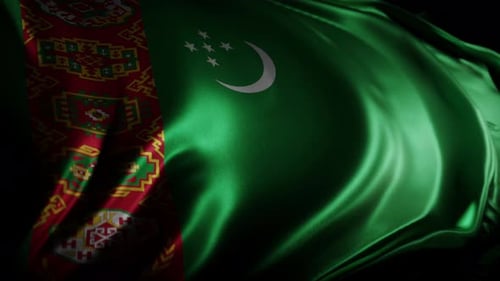 Realistic Waving Turkmenistan Flag Loop Animation