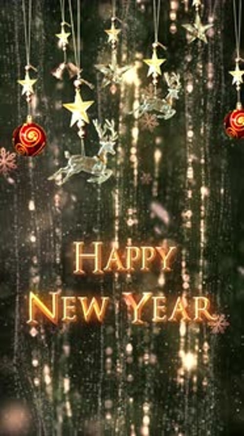 Happy New Year Festive Ornaments Vertical Background