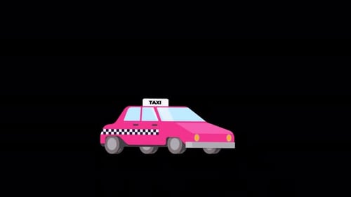 Pink Taxi Order Alpha Channel 4K