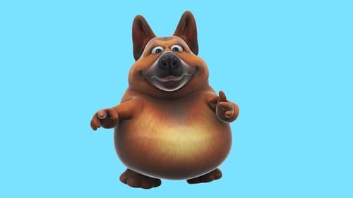 Fun 3D cartoon dog dancing (with alpha channel)