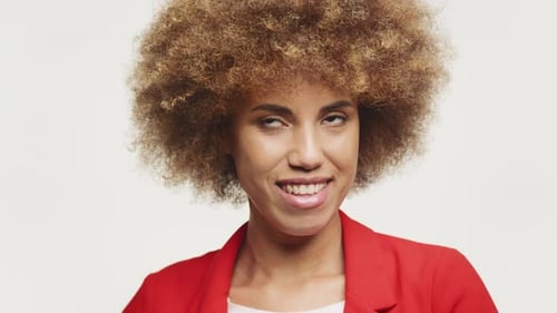 Woman Dancing on White Background Close Up