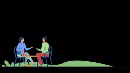 Two Women Drinking Coffee Alpha Channel 4k