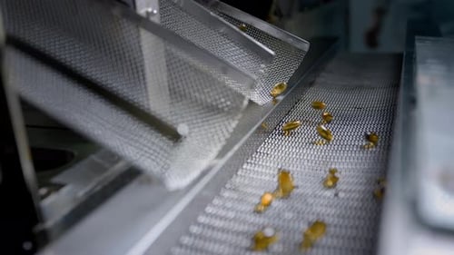 Gelatin Capsules in the Production of Vitamins and Medicines Slow Motion