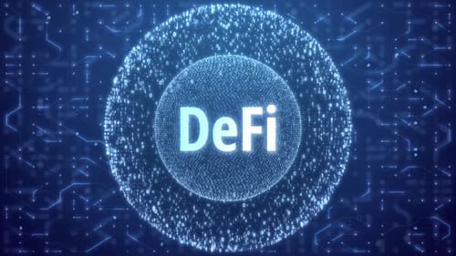 Animated Digital Binary Data Sphere with Circuit Board Background
