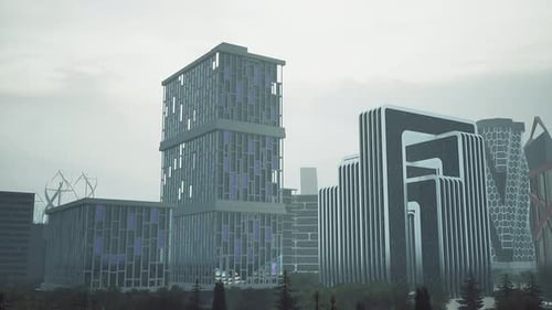 Paisaje urbano moderno con edificios altos