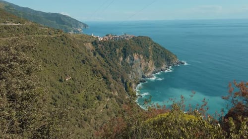 Picturesque Village Nestled on Coastal Cliffside