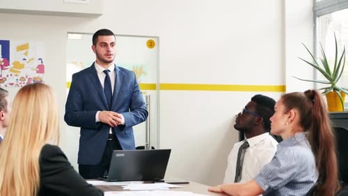 Business Meeting: Professional Presentation in a Modern Office