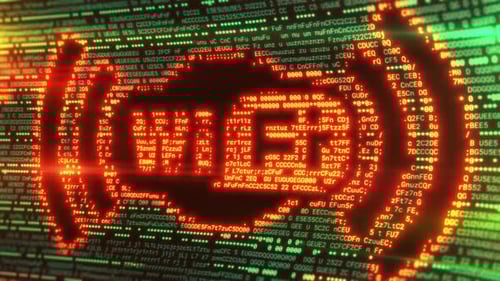 Image of the WiFi Symbol on the Computer Screen with Green and Orange Code