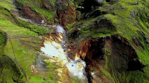 Aerial view of Hengill geothermal area, Iceland.