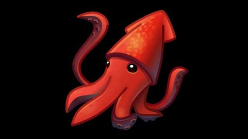 Cartoon Squid Animation with Ink Cloud Effect
