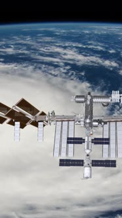 International Space Station ISS Revolving Over Earths Atmosphere Earth