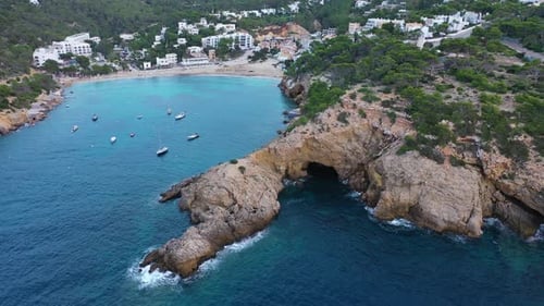 Aerial view of Ibiza Island, Balearic Island, Spain.