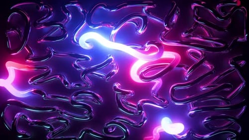 Seamless Loop of Abstract Neon and Metallic Intertwining Lines