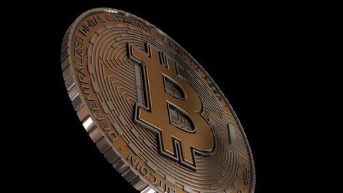 One Bitcoin Metal Coin Alpha Channel V003