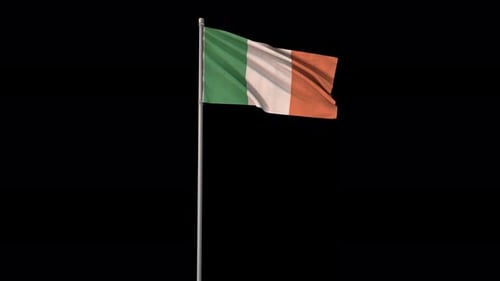 Realistic Waving Irish Flag Animation on Pole