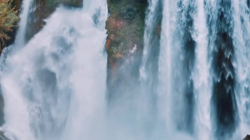 Drone Video Footage of a Natural Waterfall Closeup