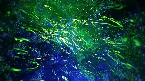 Colorful Green Blue Particles and Waves