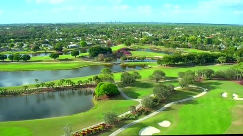 Golf Course Flyover by Aerial Drone Aerial
