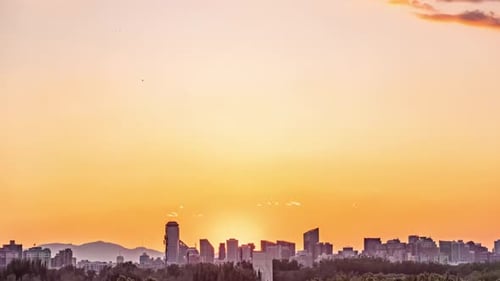 Time-lapse city skyline at sunrise, Landmark high buildings skyscrapers the Central Business Distric