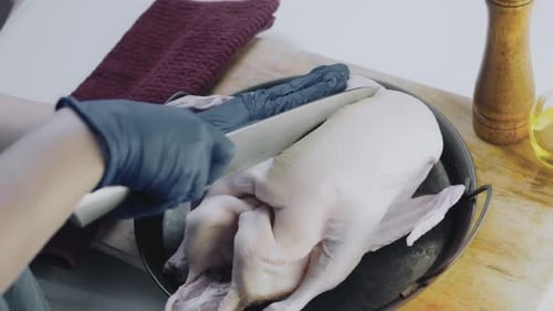 Preparing Duck Meat for Cooking with Sharp Knife