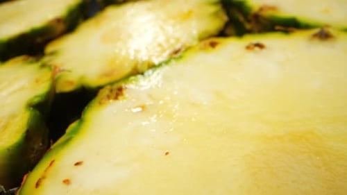 Close Up of Fresh Cut Pineapple Slices