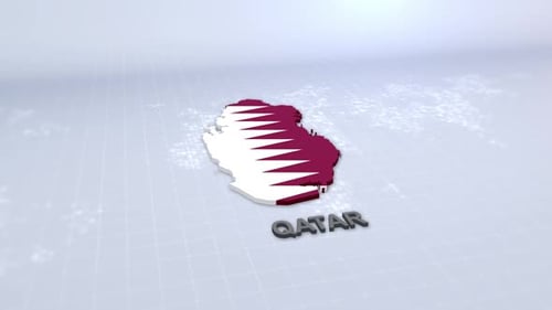 3D Map Animation of Qatar with National Flag and Country Name