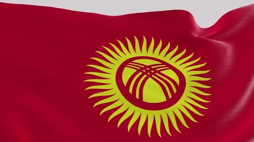 Realistic Kyrgyzstan Flag Waving Seamless Loop Animation
