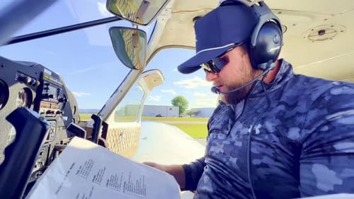 private pilot does preflight inspection of piper cherokee 180 prior to flight