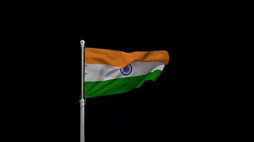 Waving India National Flag Animation on Alpha Channel
