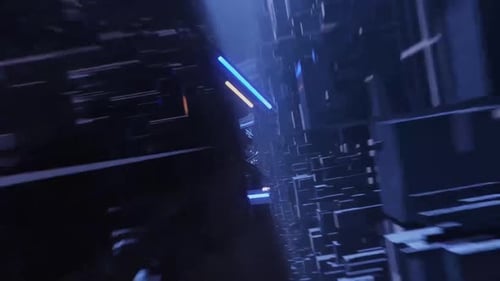 Cyberpunk futuristic city with skyscrapers