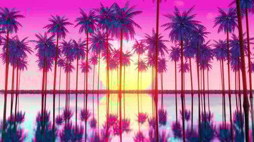 Sunset Palms Beach, Vaporwave Aesthetic