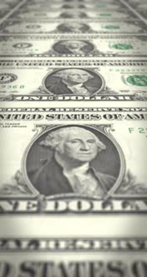 Animated Vertical Loop of US Dollar Bills